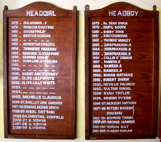 Head boys and Head girls List 1978 -2009